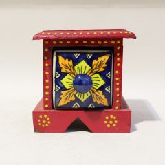 Blue Pottery Single Drawer Jewellery Box || Saras Aajeevika
