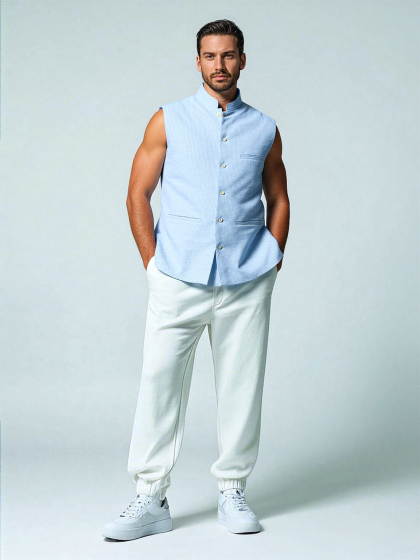 Sleeveless Cotton Jacket Light Peach