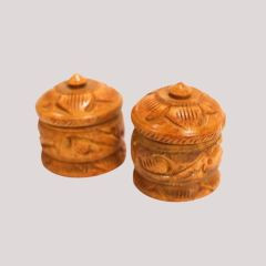 Wooden Sindur Dibbi 1.5" (Set of 2) – Handcrafted Traditional Kumkum Box
